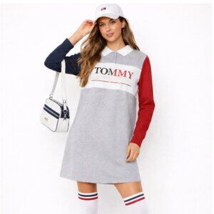 TOMMY HILFIGER COLOR BLOCK SWEATSHIRT DRESS SMALL
